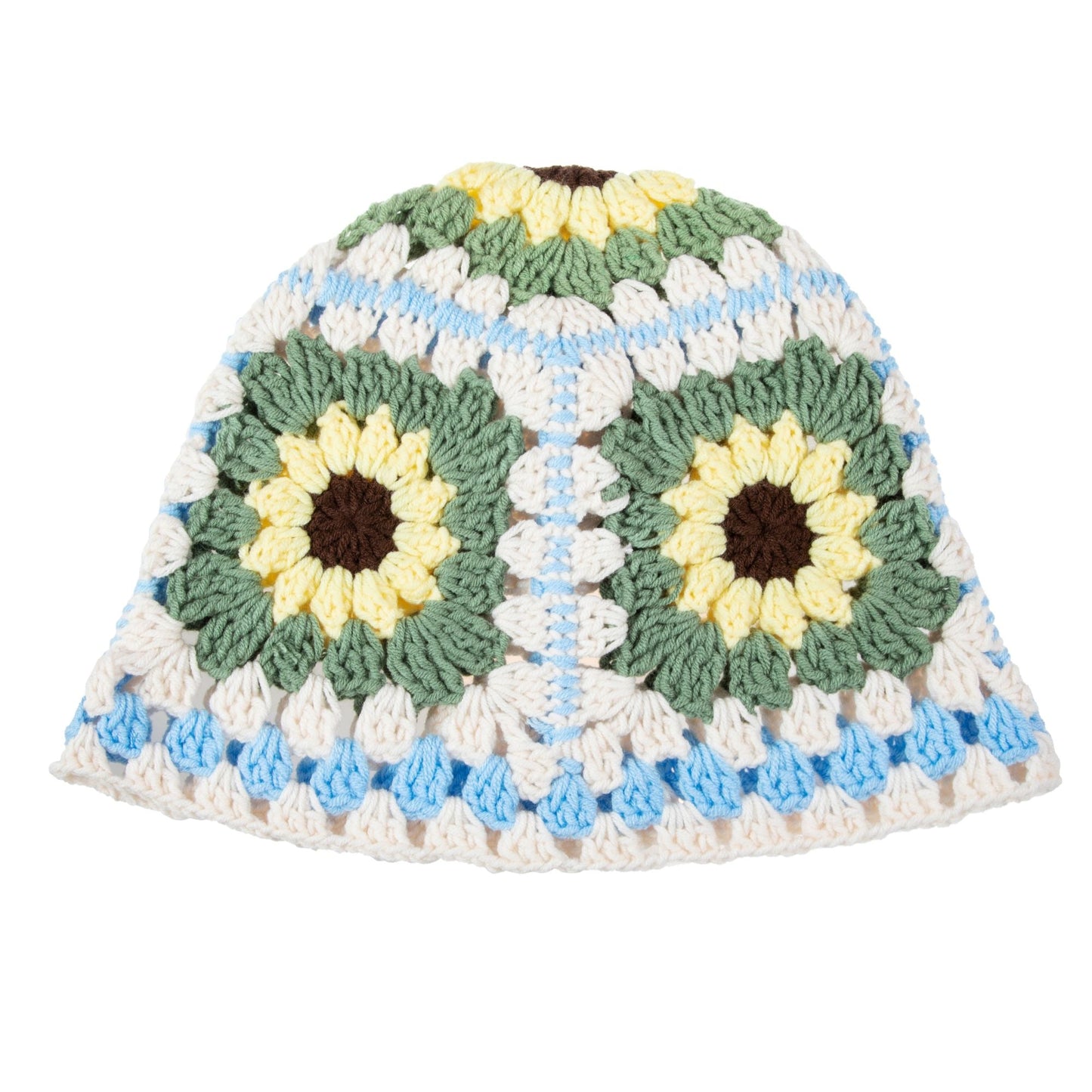 Crochet White Floral-Patterned Hat