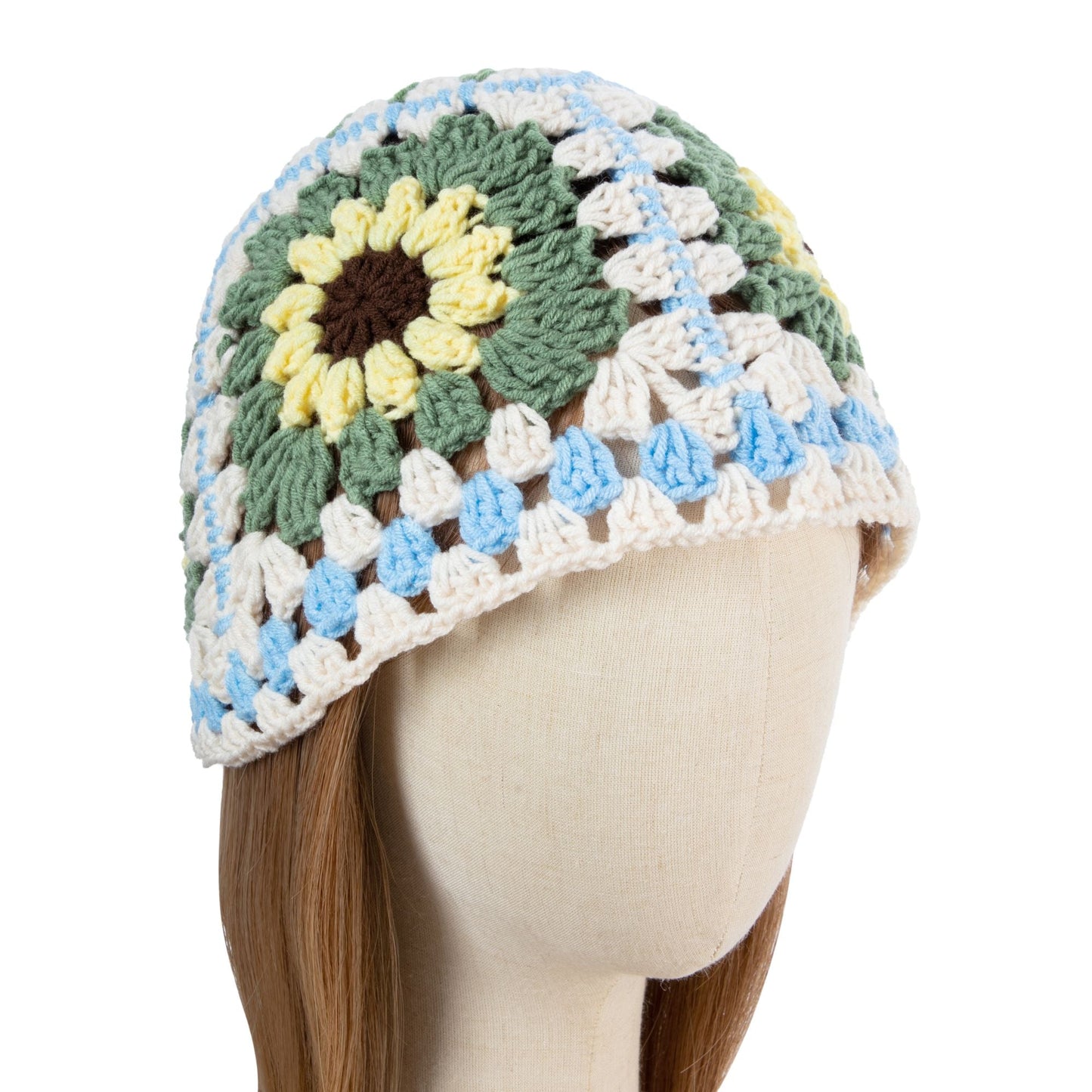 Crochet White Floral-Patterned Hat