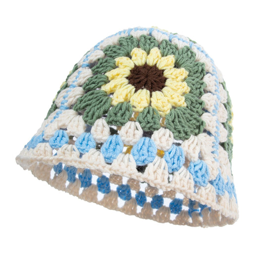 Crochet White Floral-Patterned Hat