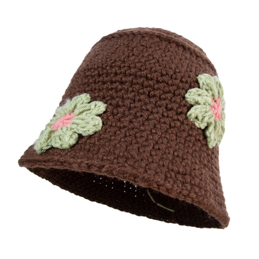 Brown Crochet Floral Hat