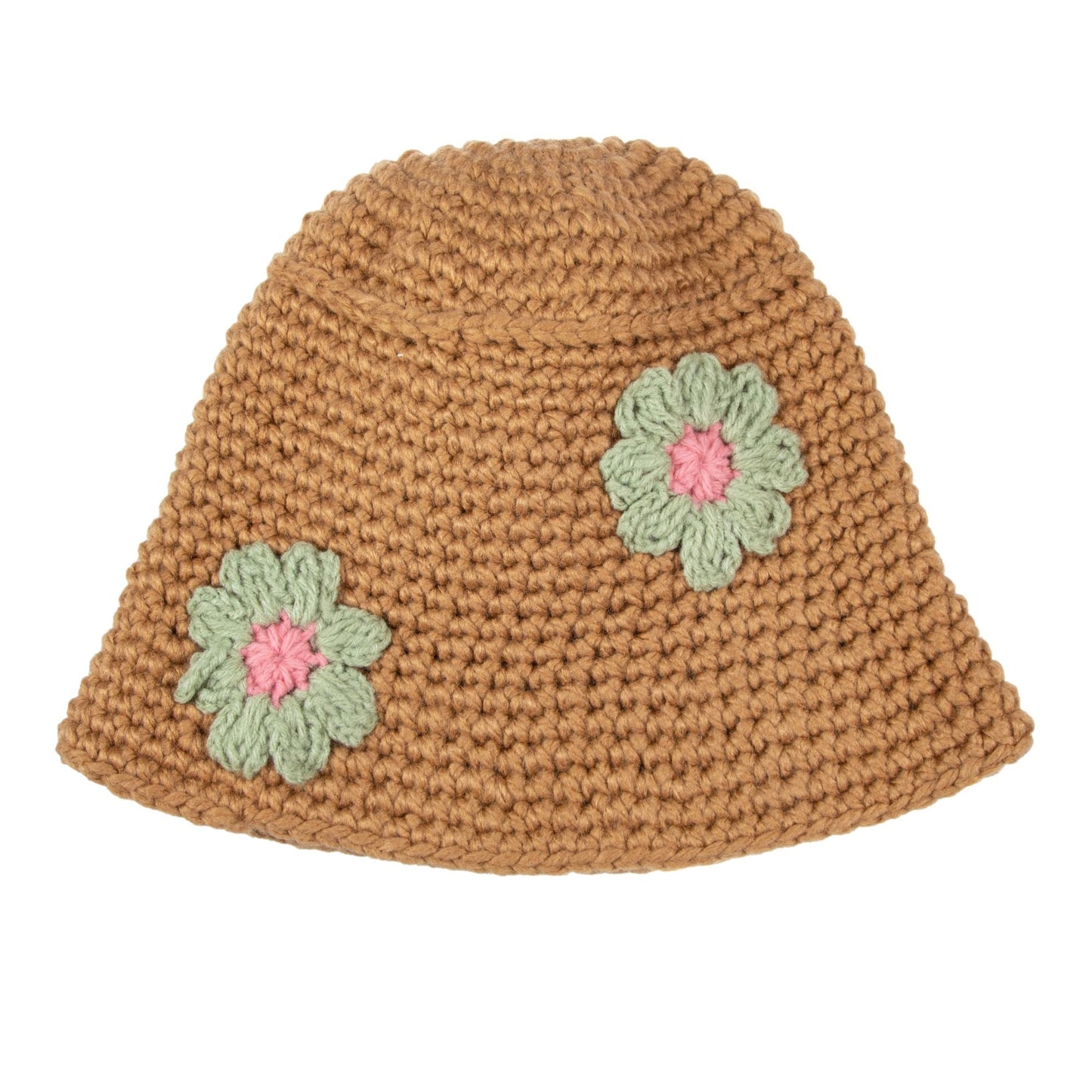 Khaki Crochet Floral Hat