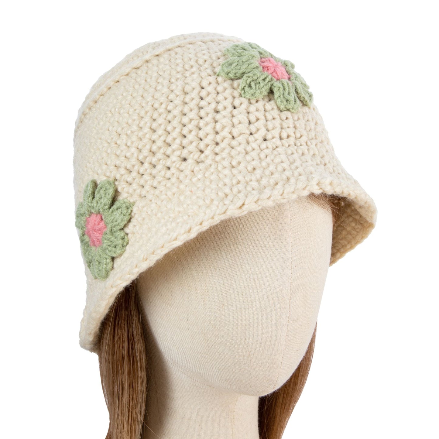 White Crochet Floral Hat