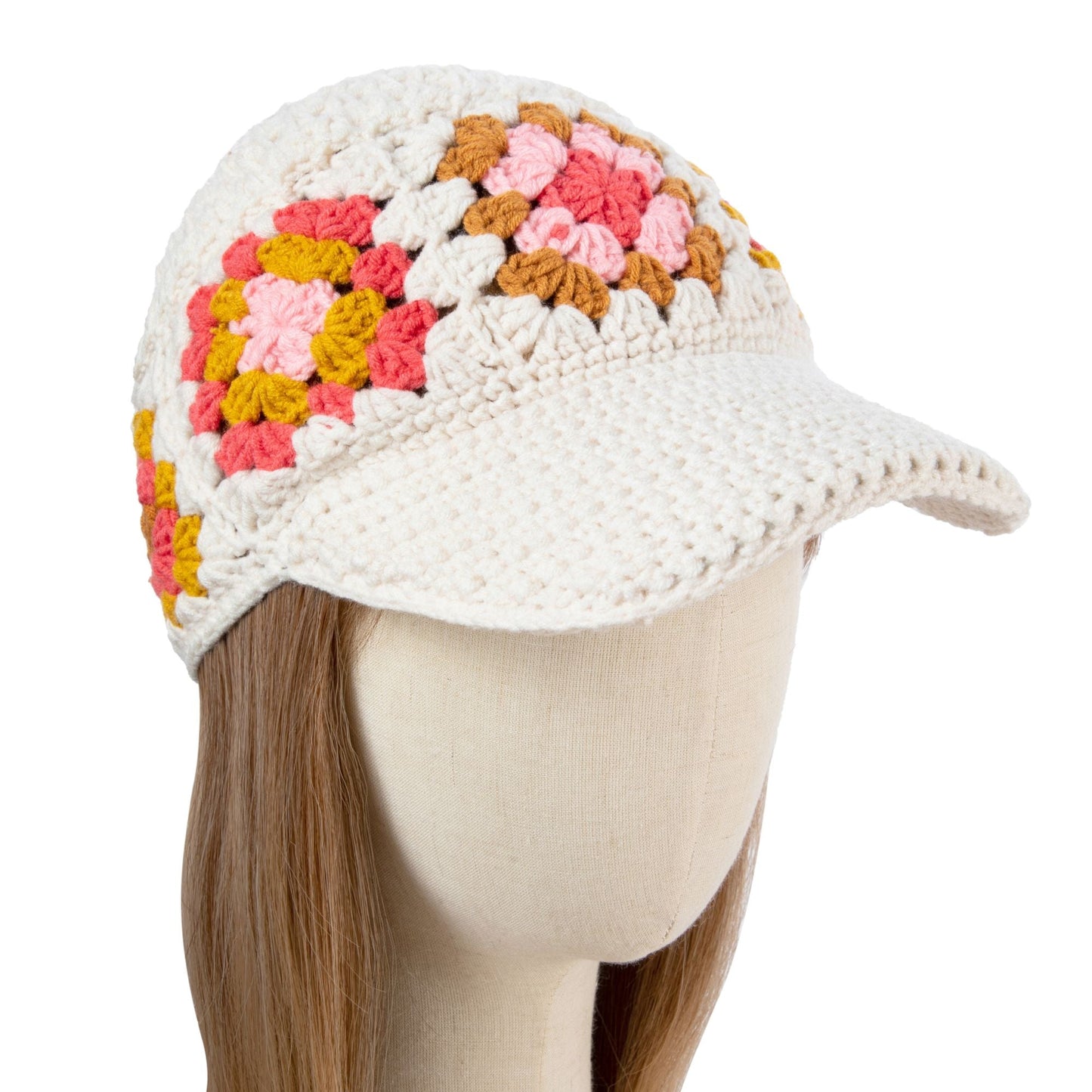 Crochet White Floral Cap