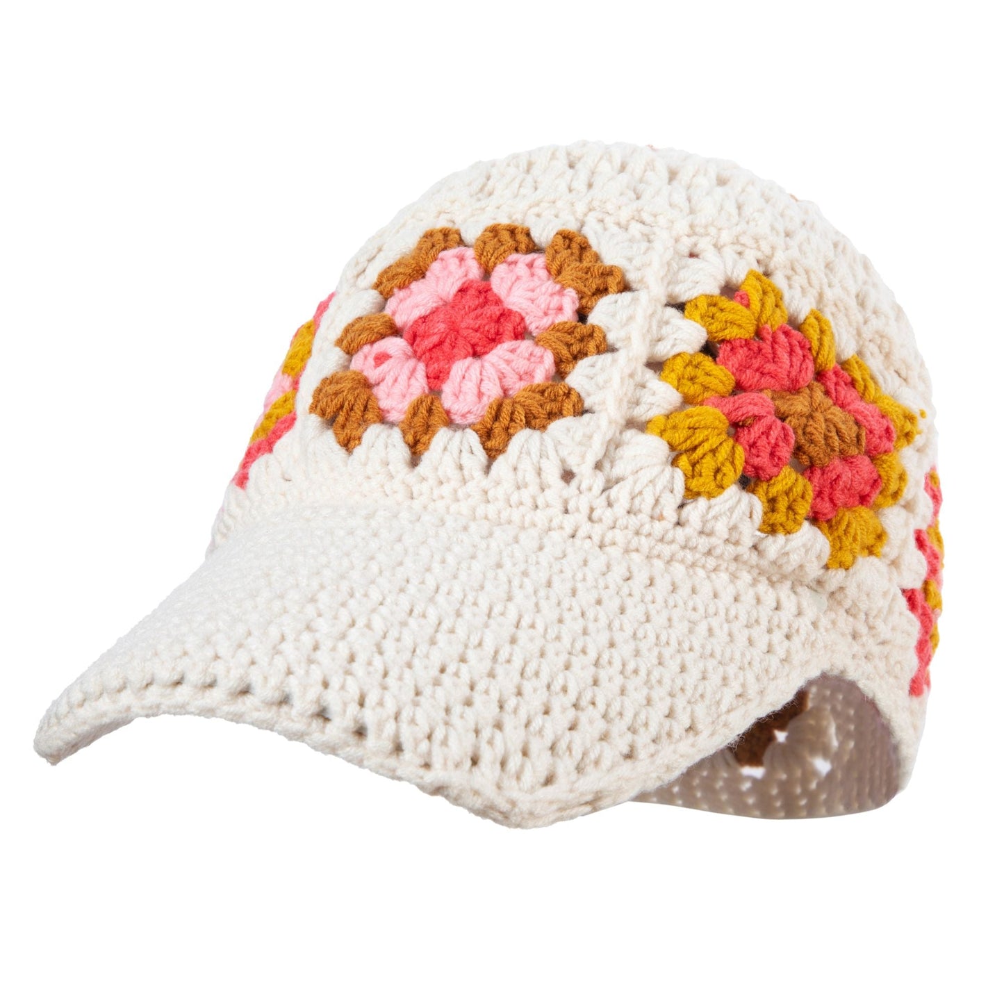 Crochet White Floral Cap