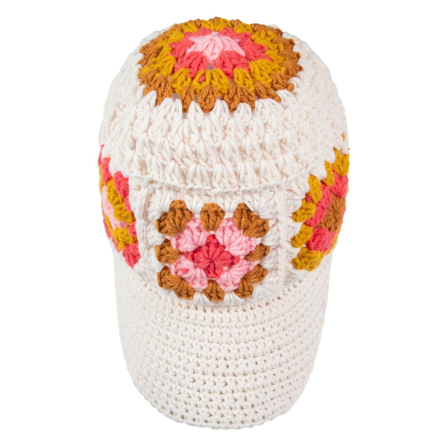 Crochet White Floral Cap