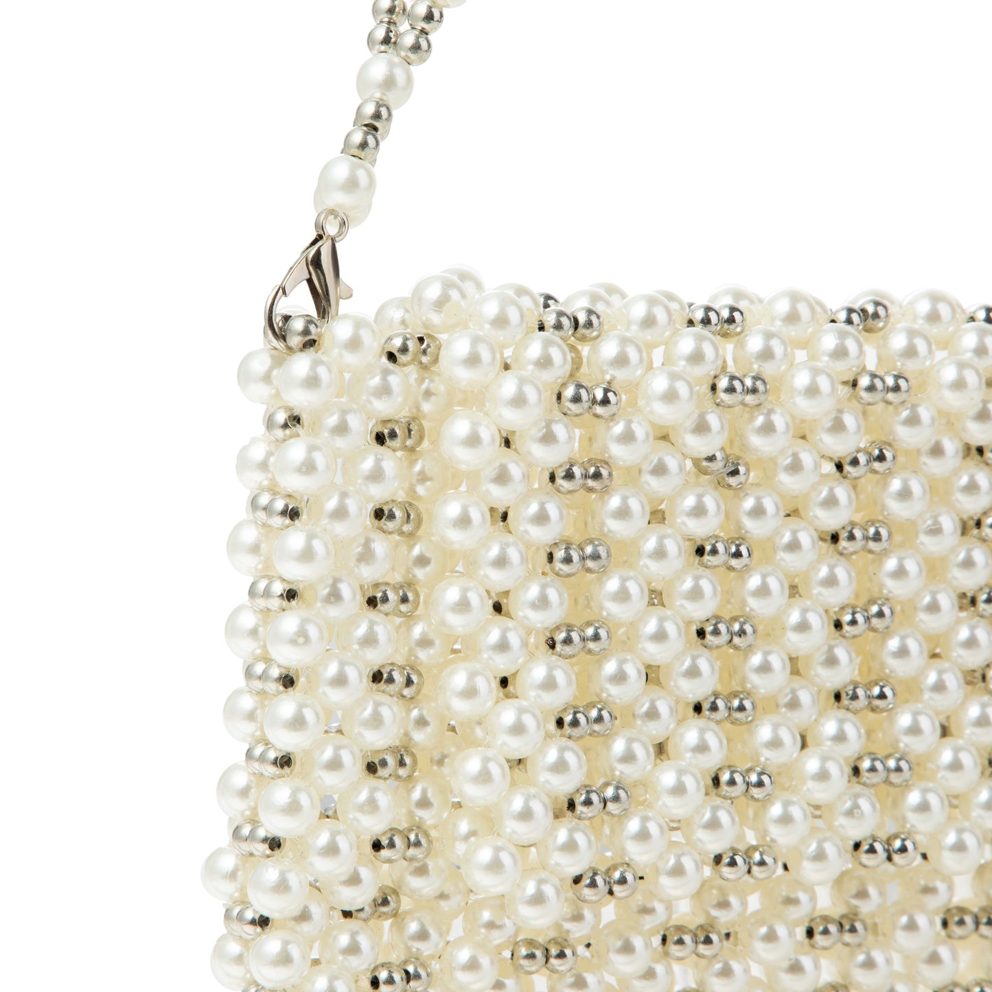 Faux Pearl Flap Clutch