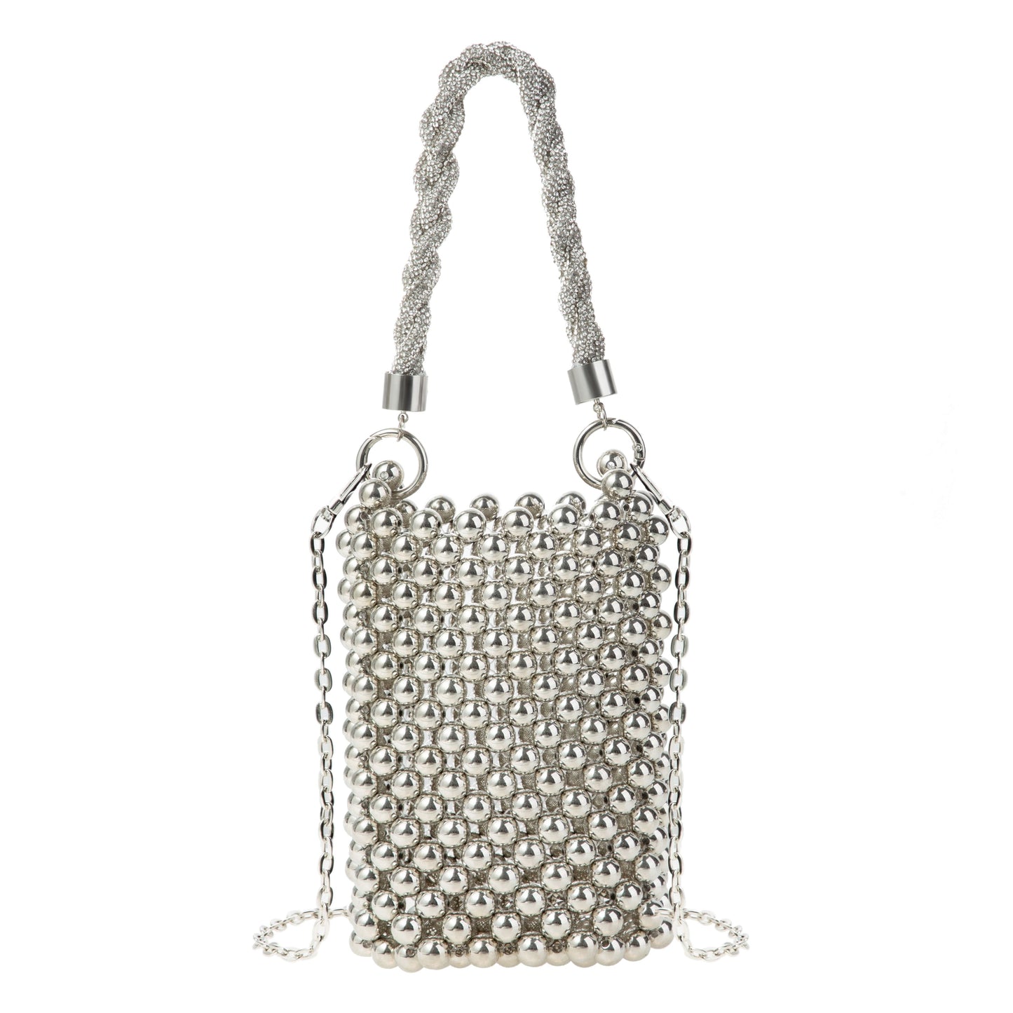 Metal Handle Silver Phone Bag