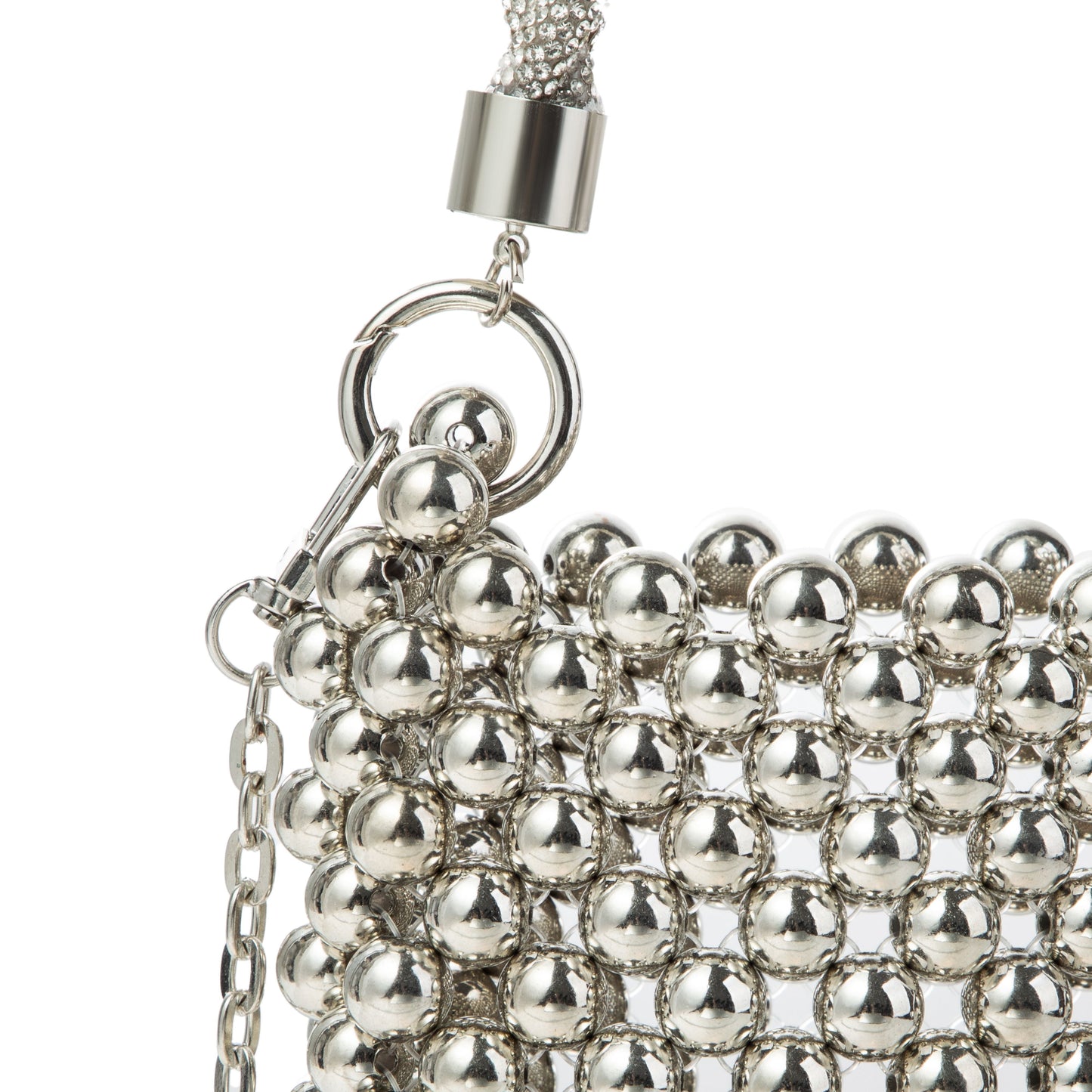 Metal Handle Silver Phone Bag