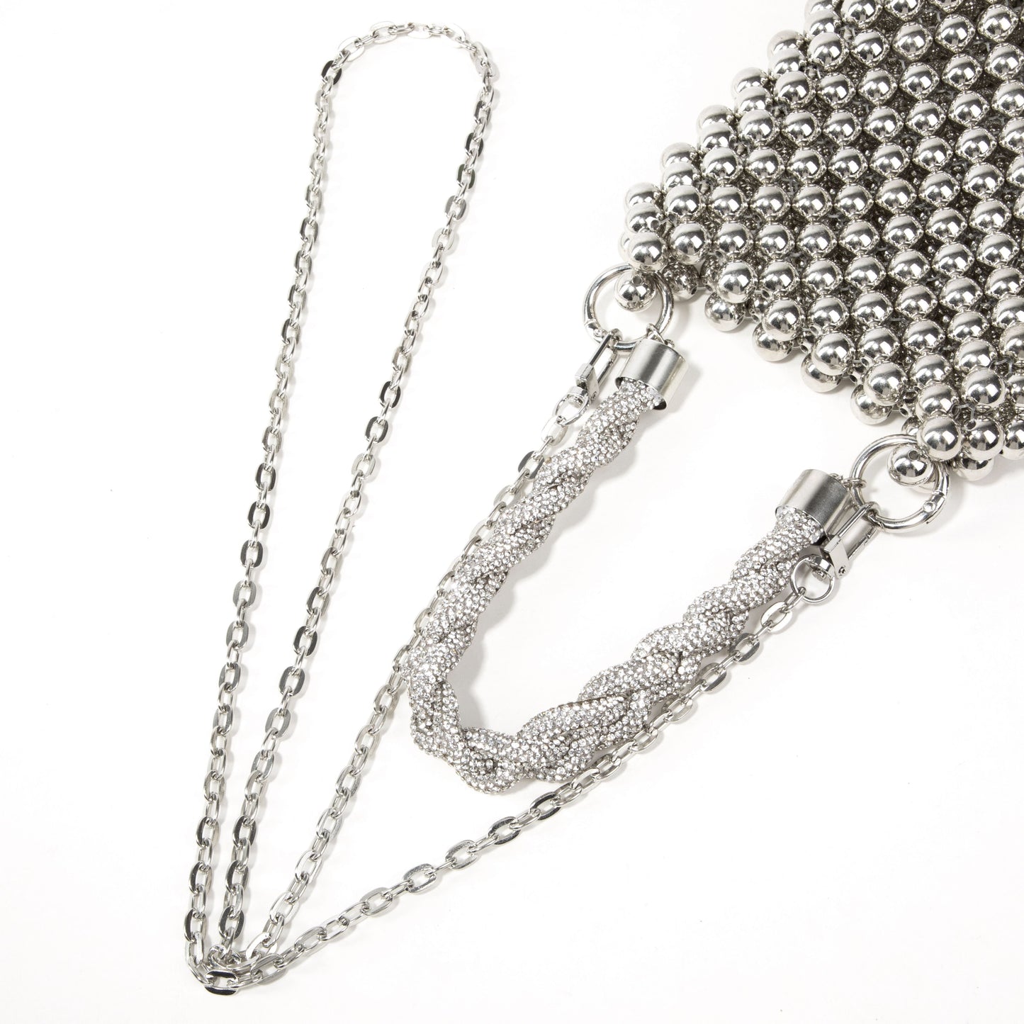 Metal Handle Silver Phone Bag