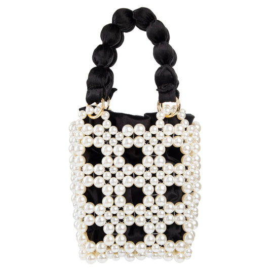 Pearl Black Velvet Handbag