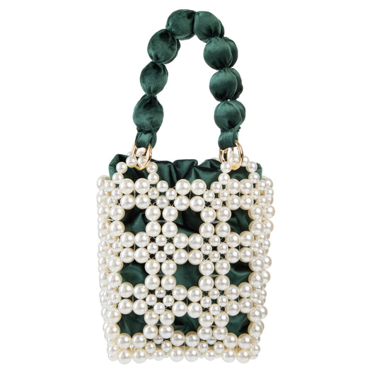 Pearl Green Velvet Handbag