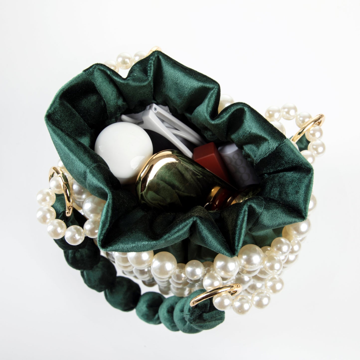 Pearl Green Velvet Handbag