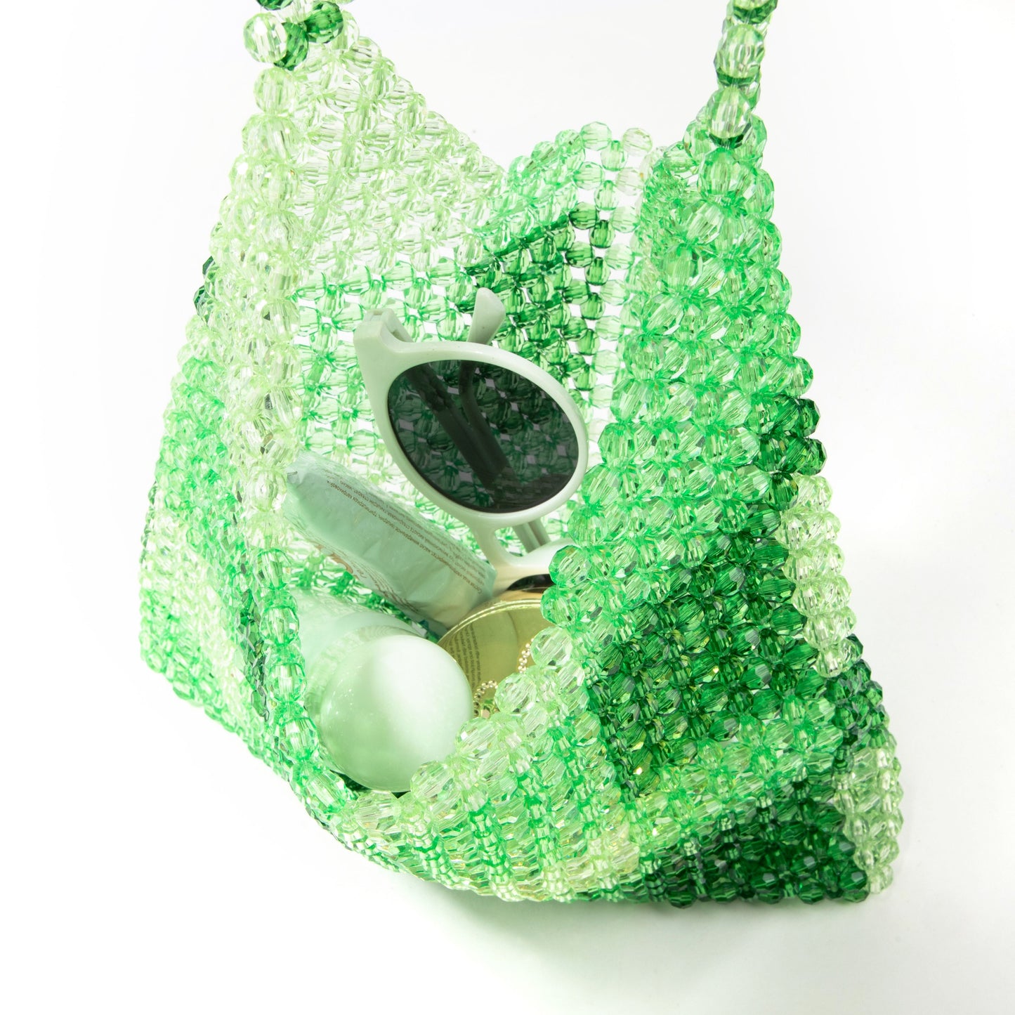 Check Underarm Green Beach Bag