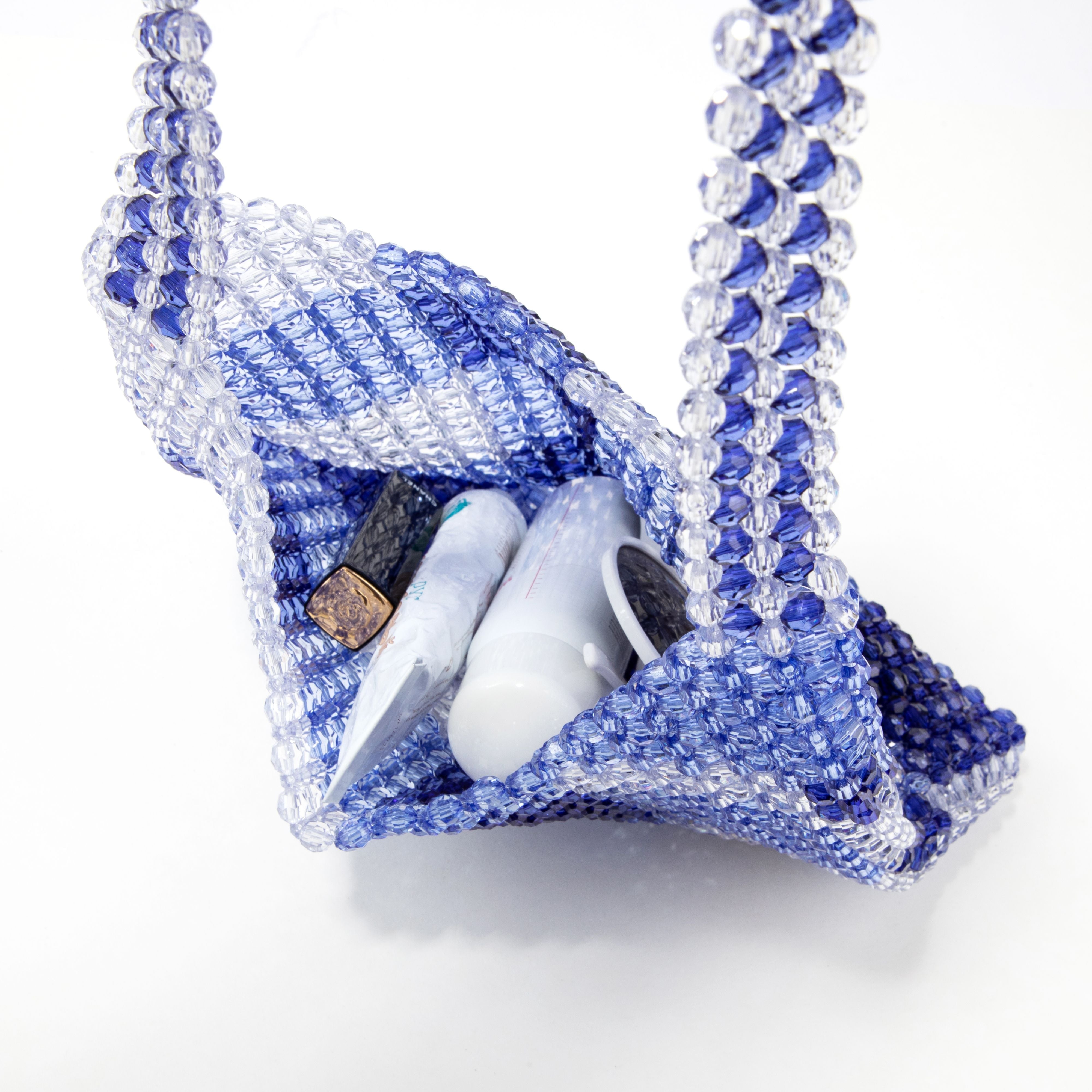 チェック アンダーアーム ブルー ビーチバッグ