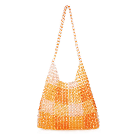 Check Underarm Orange Beach Bag