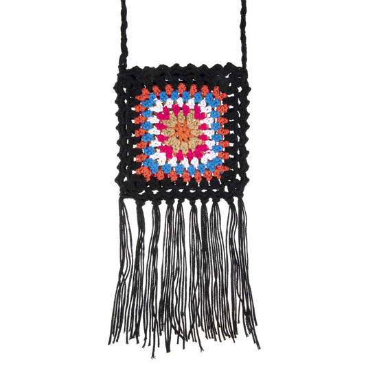 Ethnic Crochet Pouch with Tassels