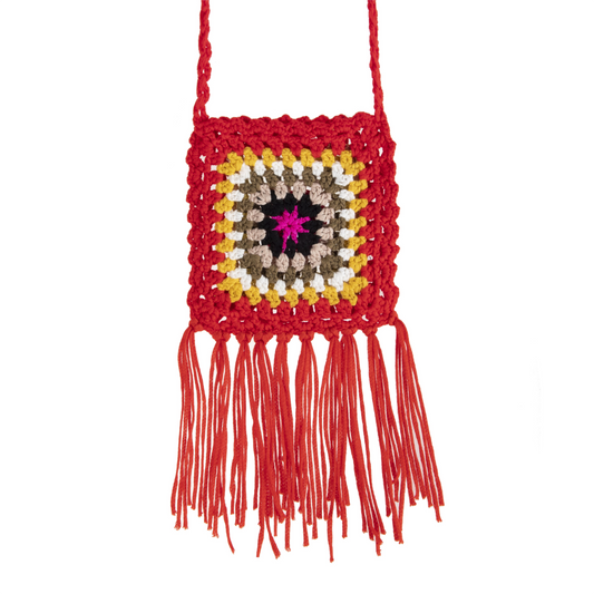 Ethnic Crochet Pouch with Tassels