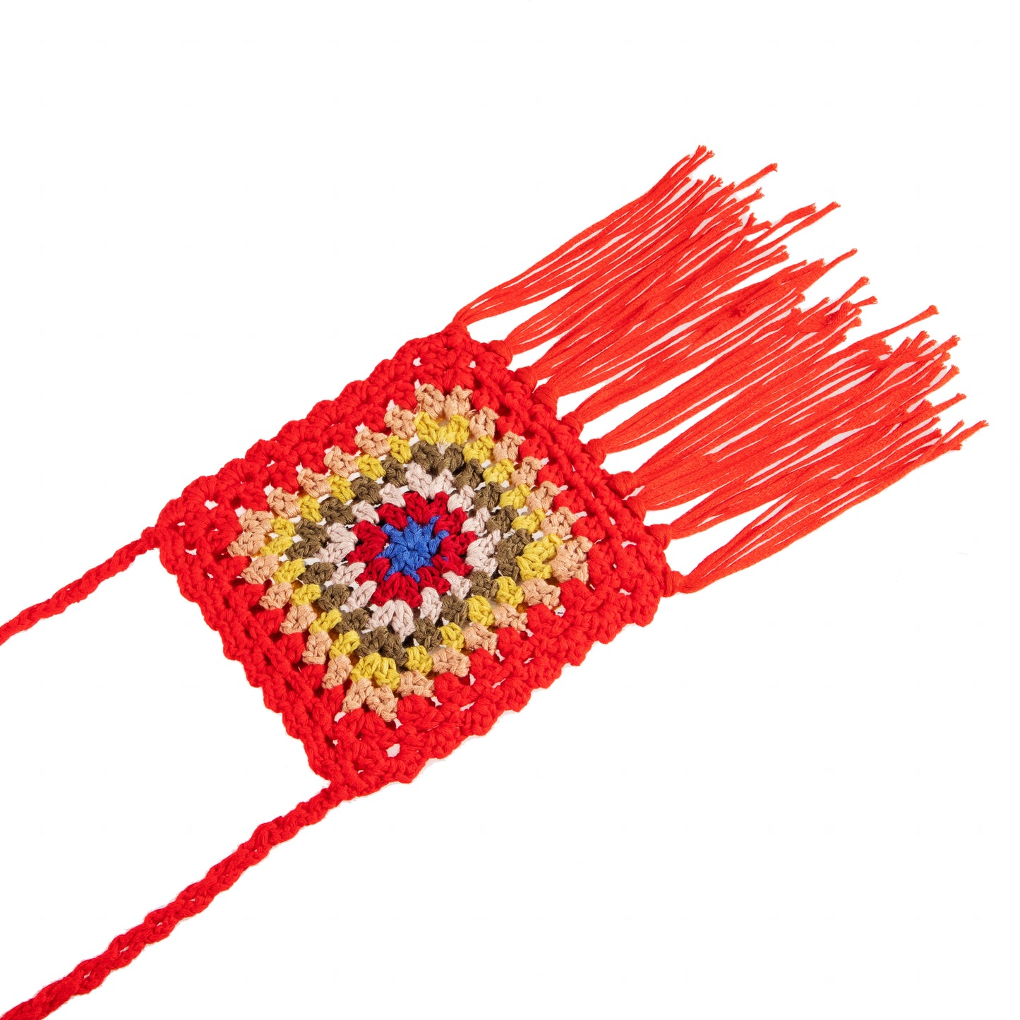 Ethnic Crochet Pouch with Tassels