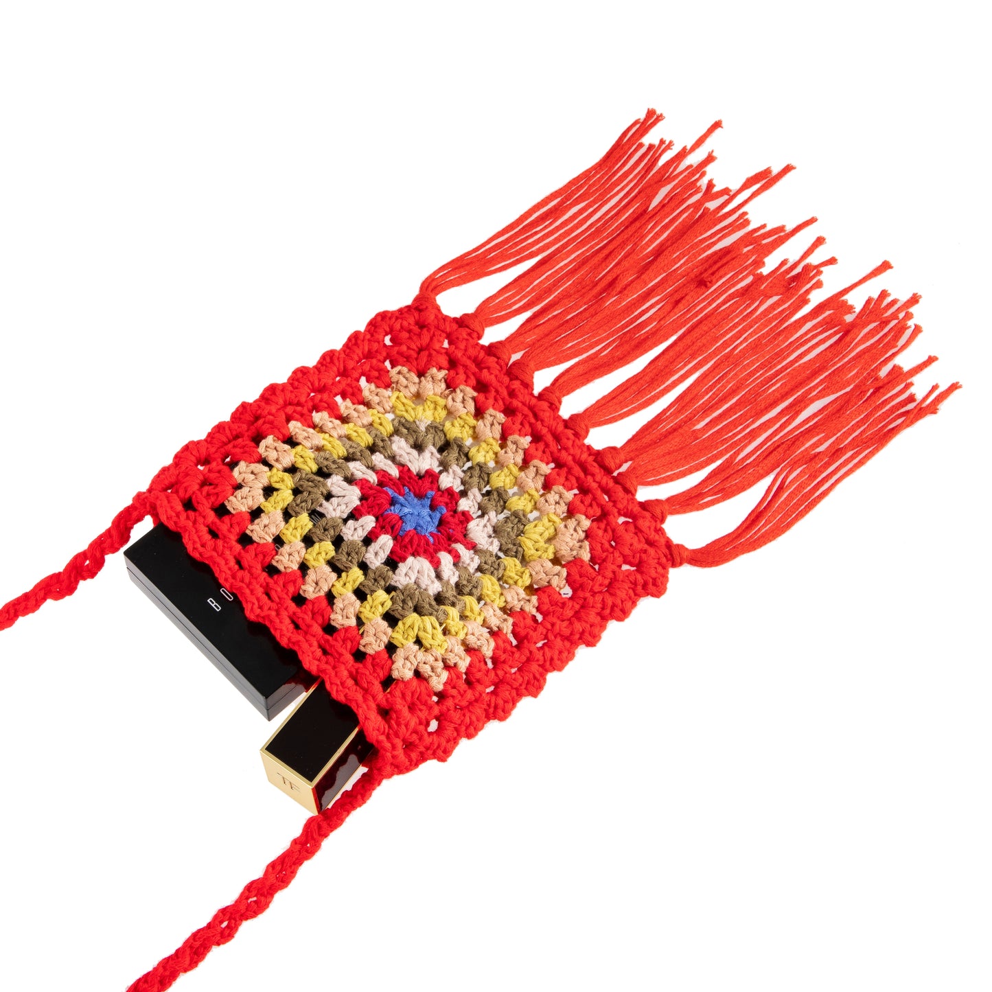 Ethnic Crochet Pouch with Tassels