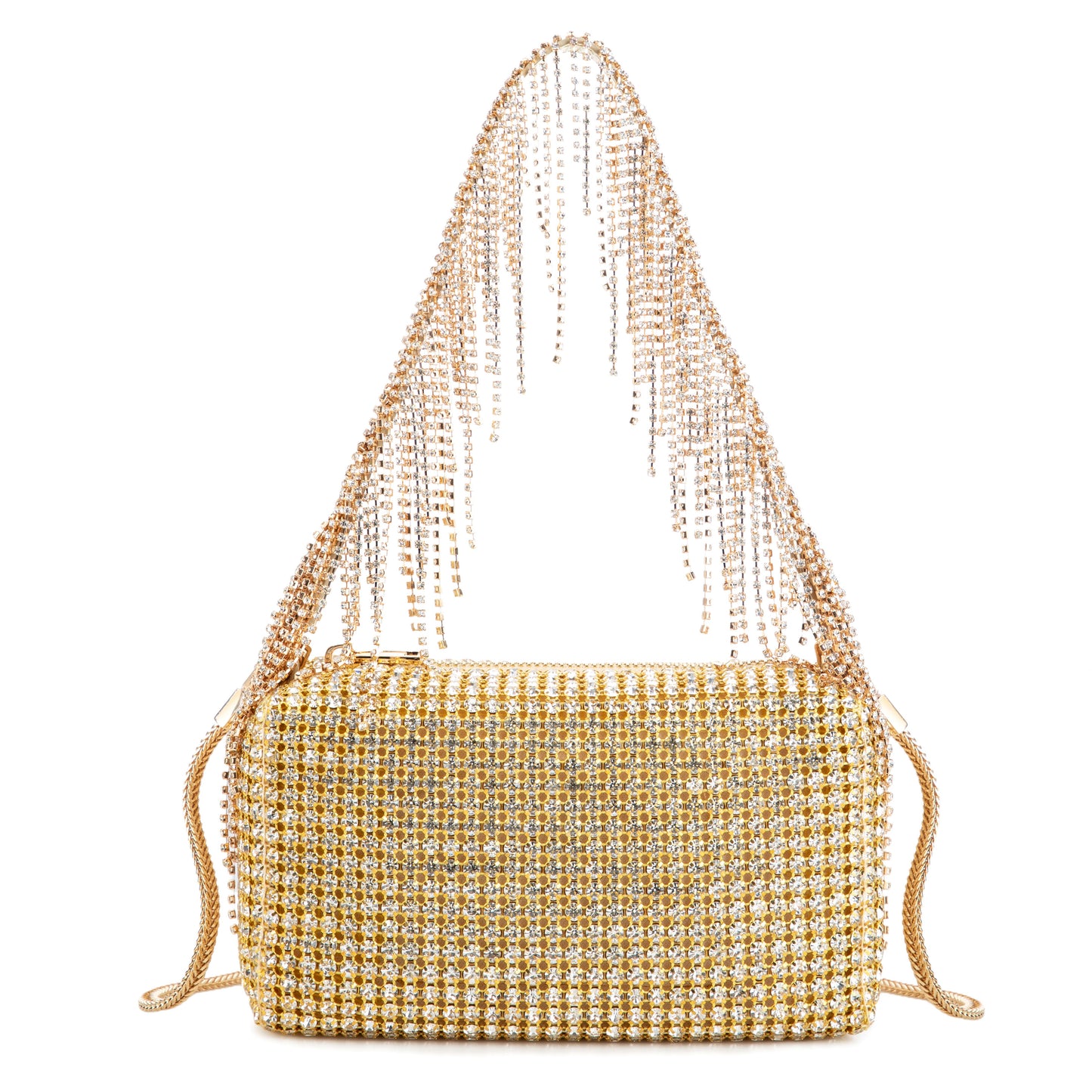 Rhinestone Tassel Gold Purse