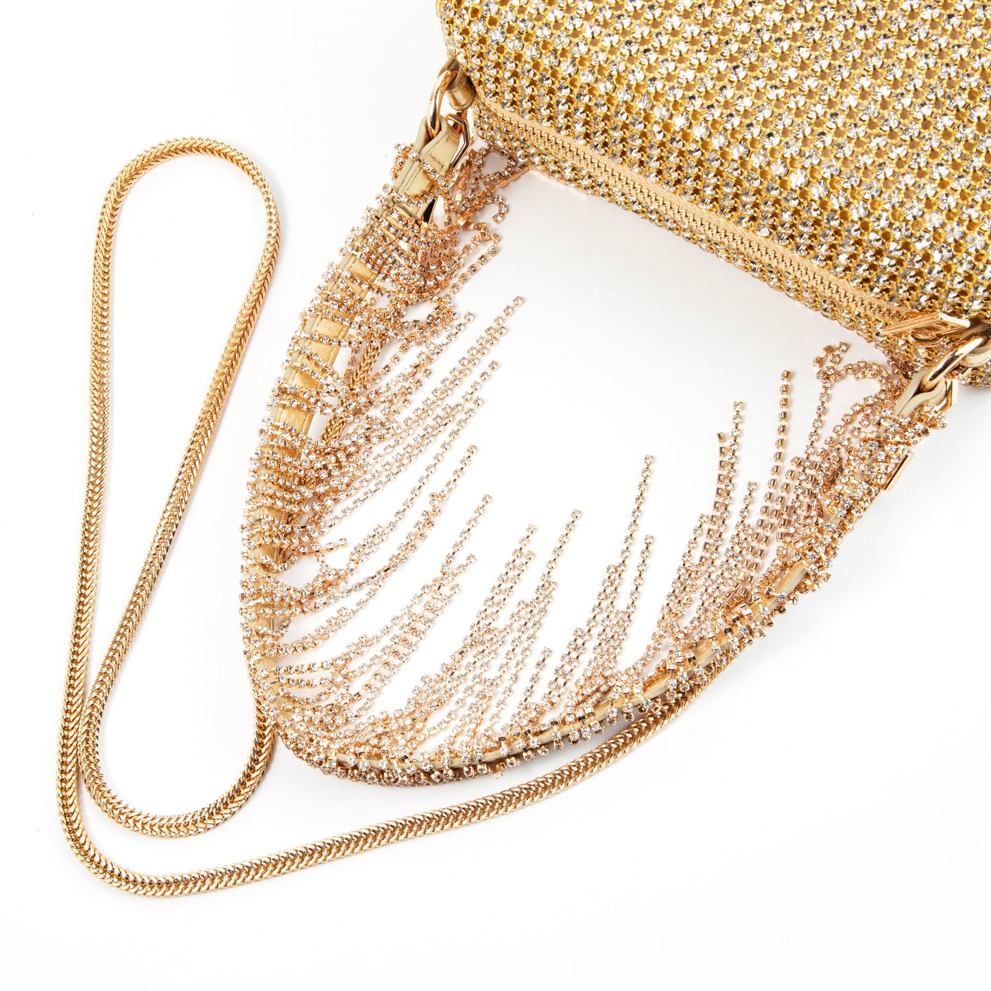 Rhinestone Tassel Gold Purse