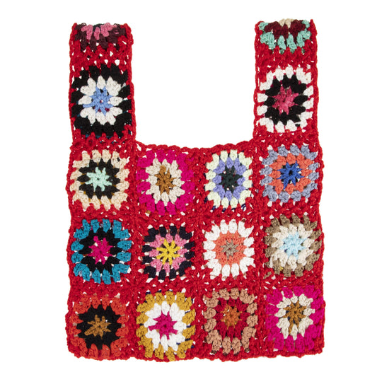 Ethnic Crochet Flower Tote