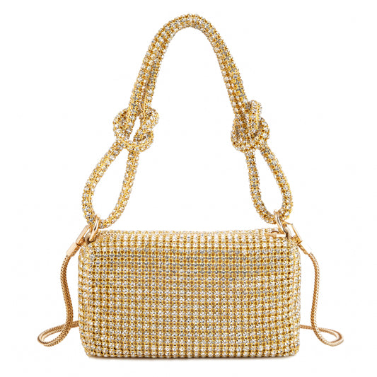 Rhinestone Box Knot Gold Bag