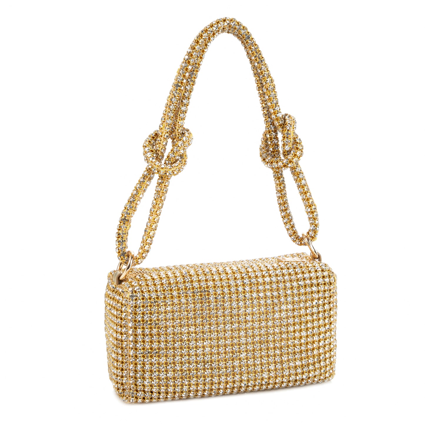 Rhinestone Box Knot Gold Bag