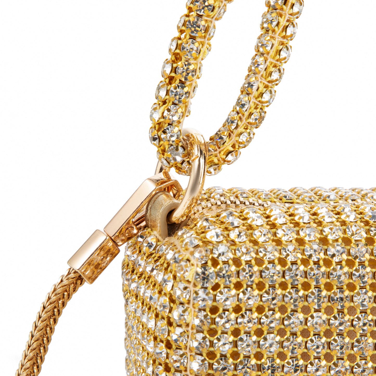 Rhinestone Box Knot Gold Bag