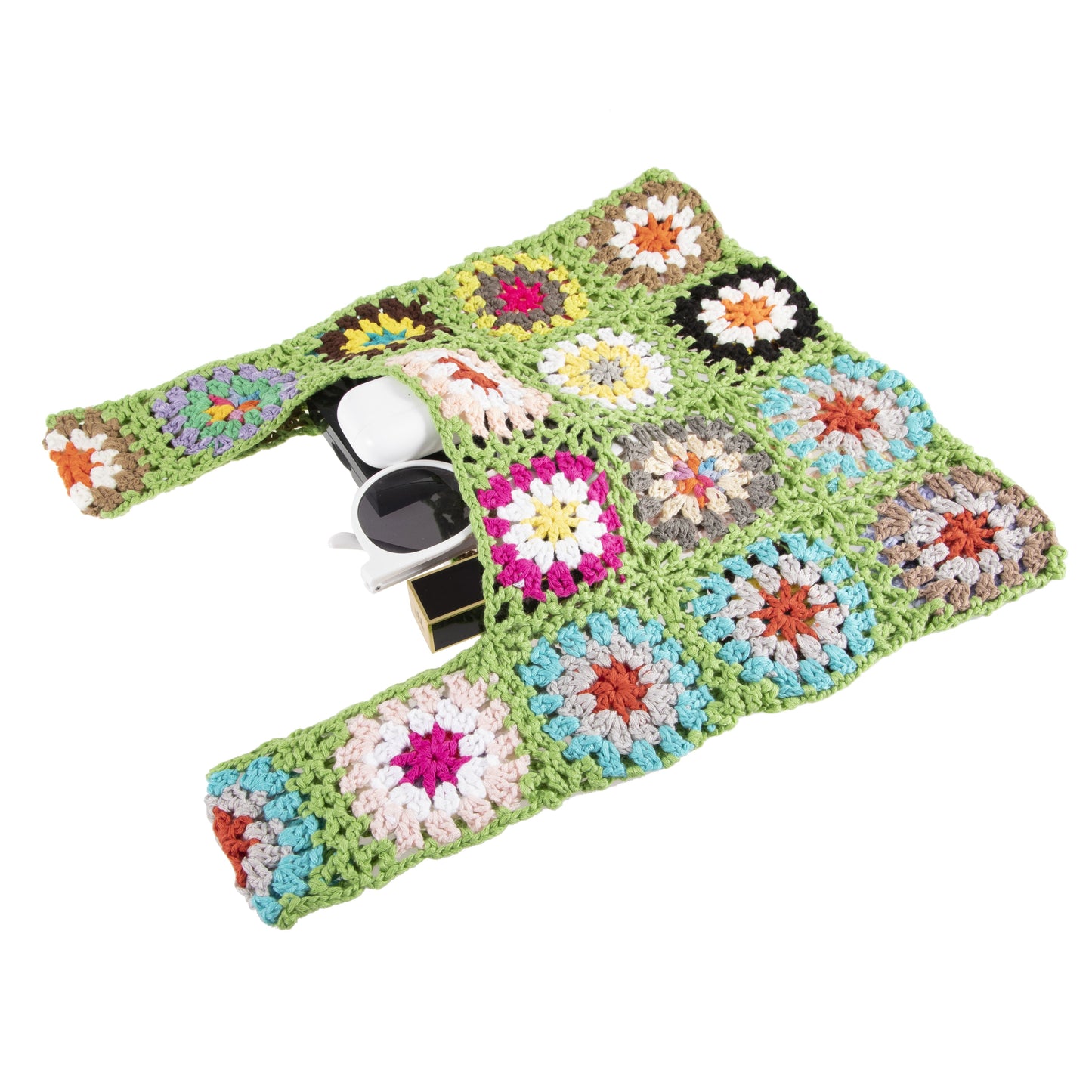 Ethnic Crochet Flower Tote