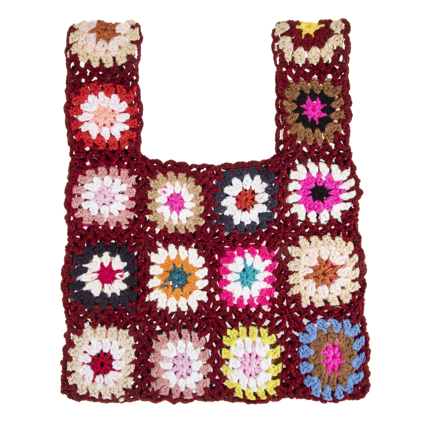 Ethnic Crochet Flower Tote