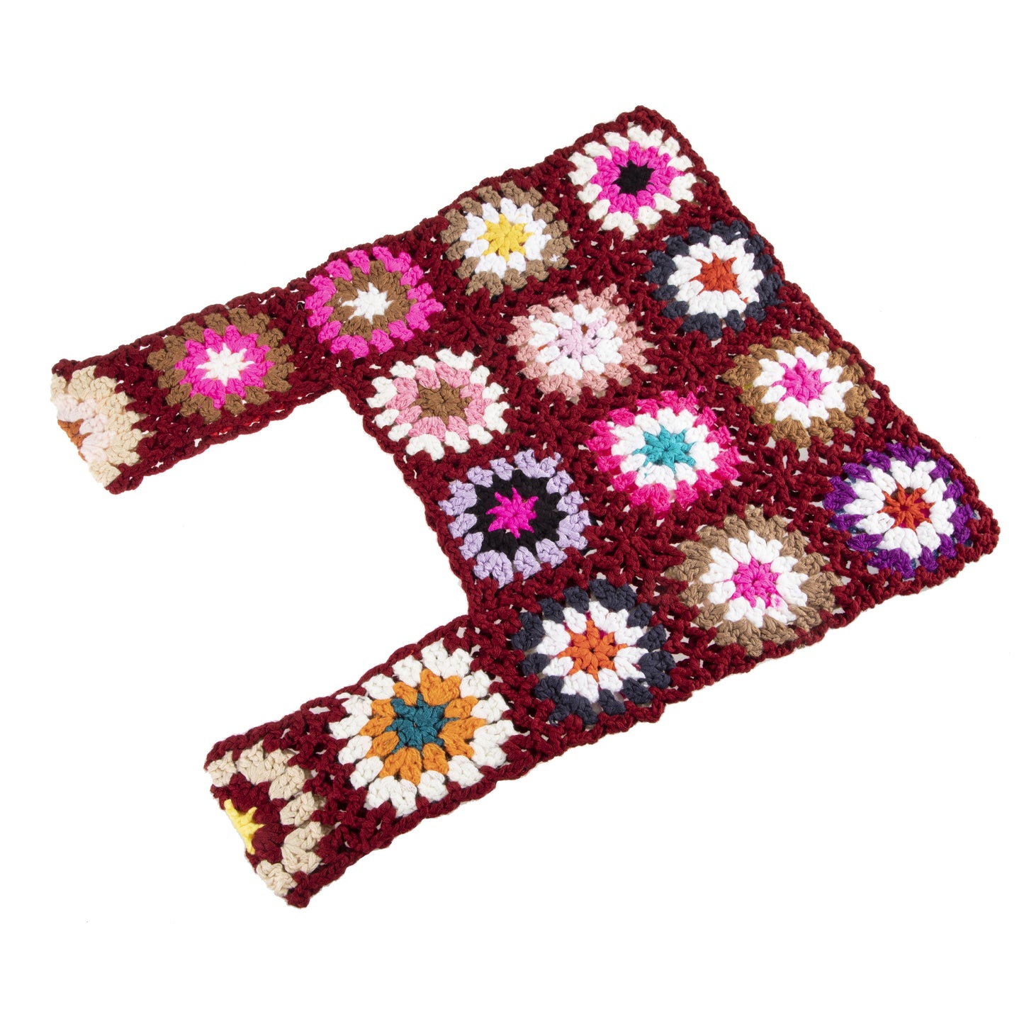 Ethnic Crochet Flower Tote