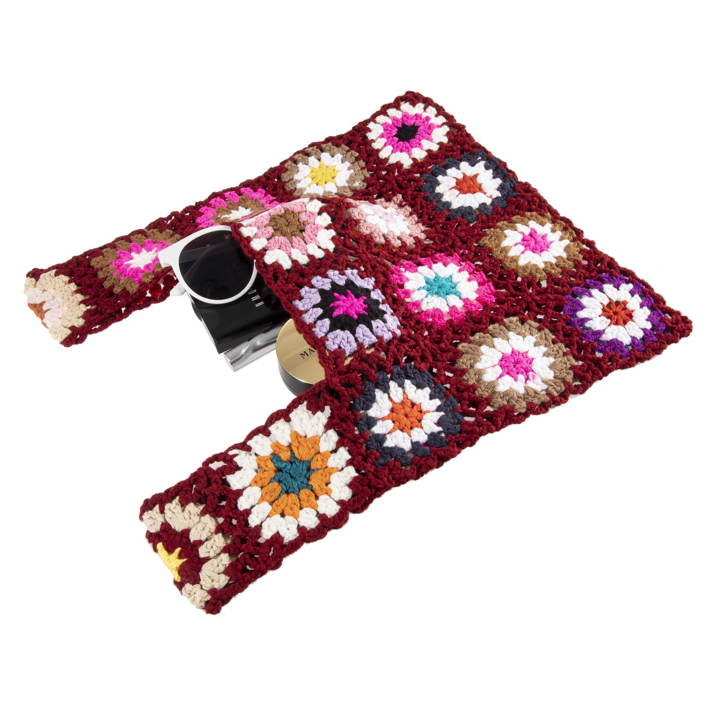 Ethnic Crochet Flower Tote