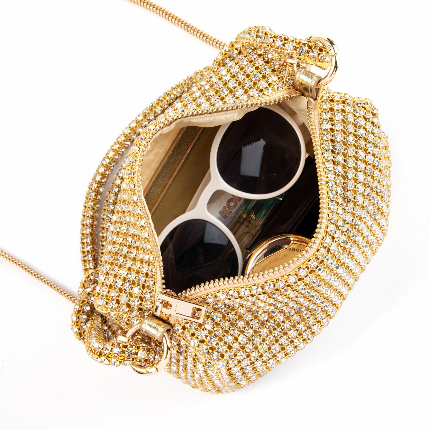 Rhinestone Box Knot Gold Bag