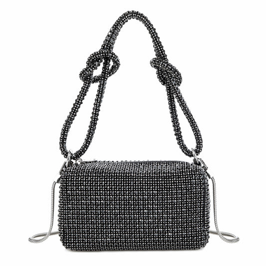 Rhinestone Box Knot Black Bag