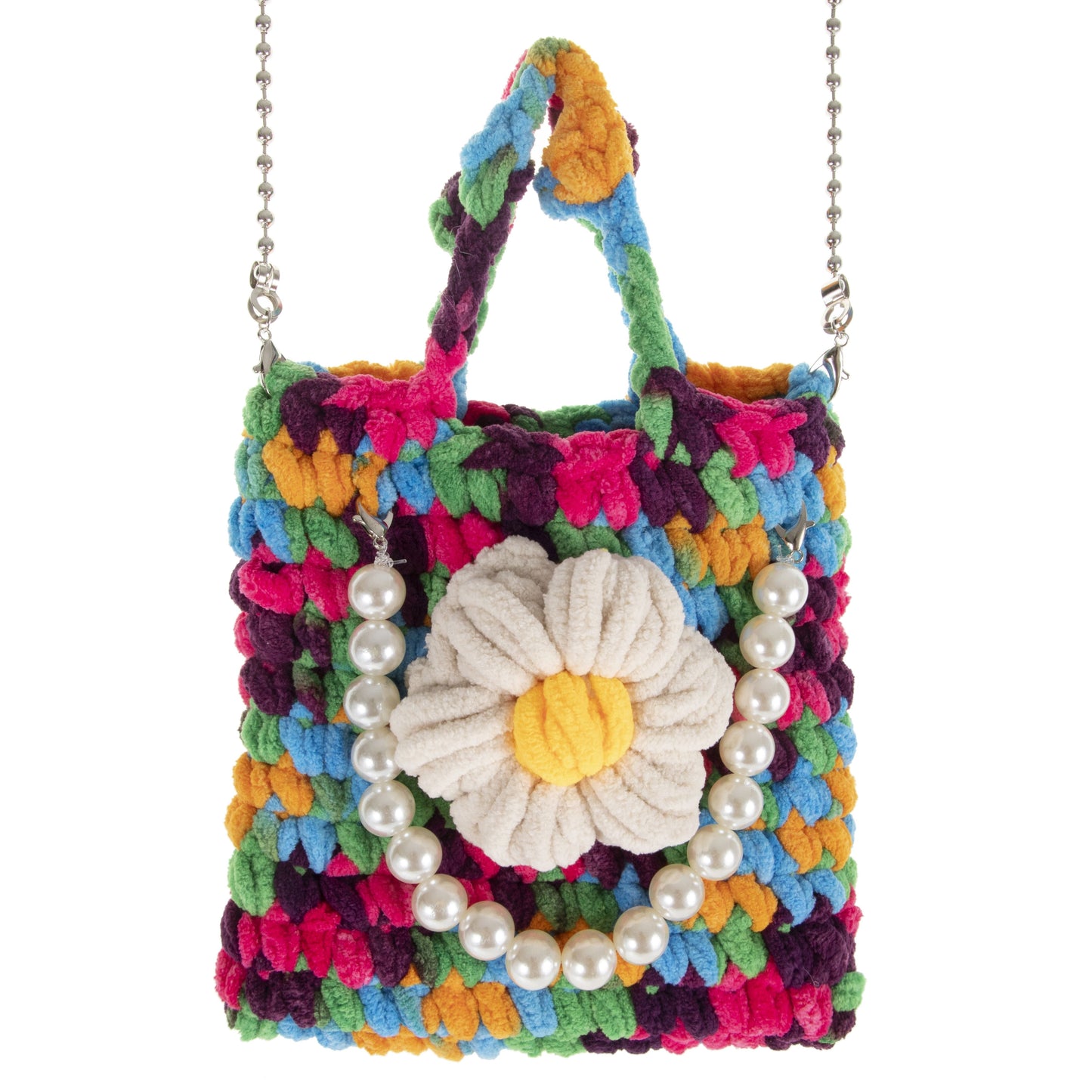 Pearl Handle Crochet Tote