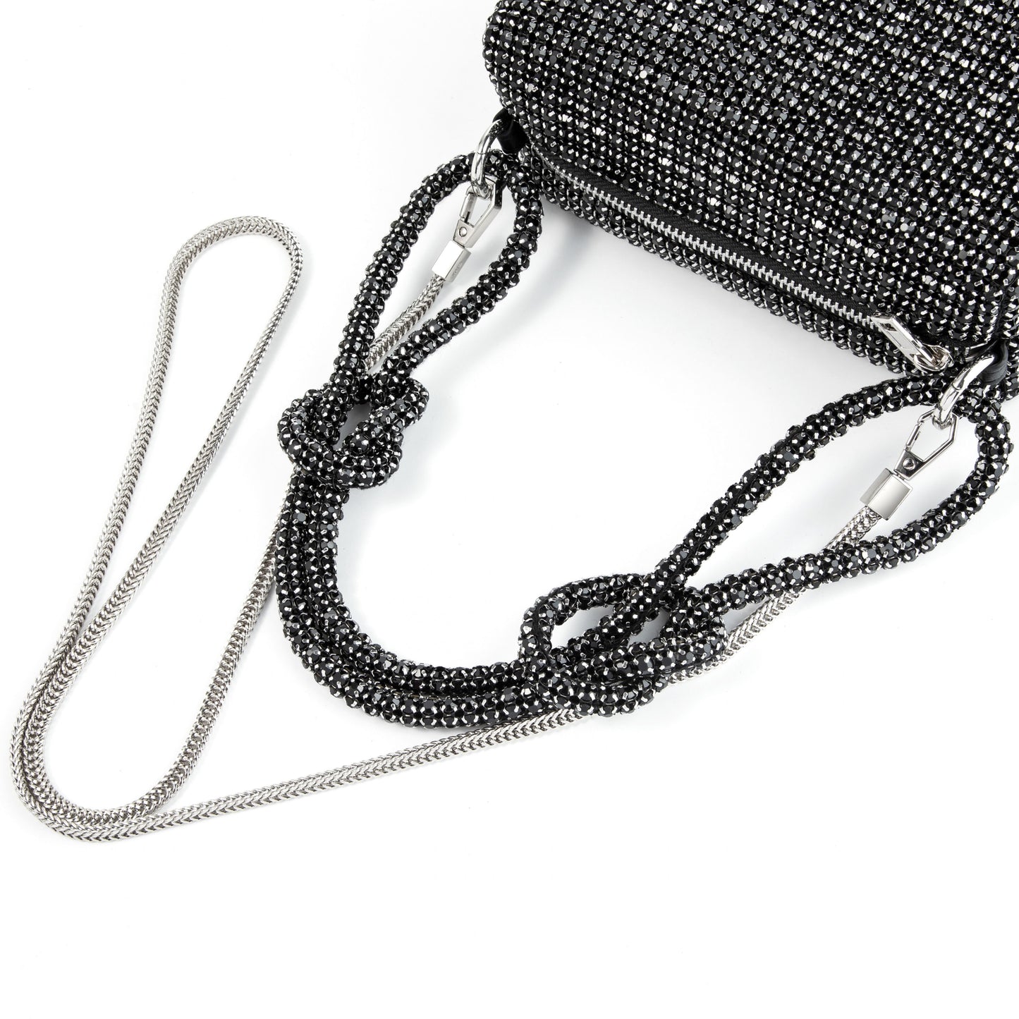 Rhinestone Box Knot Black Bag