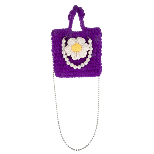 Pearl Handle Crochet Tote