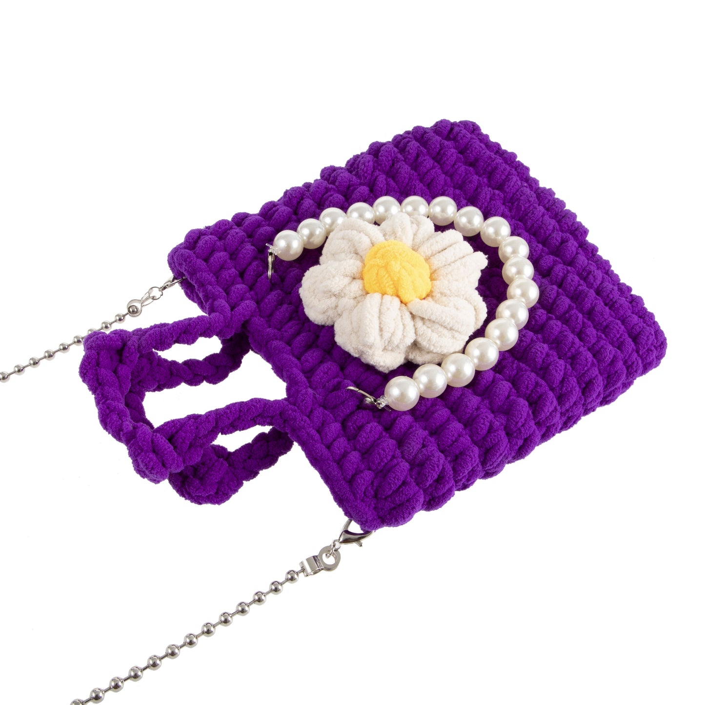 Pearl Handle Crochet Tote