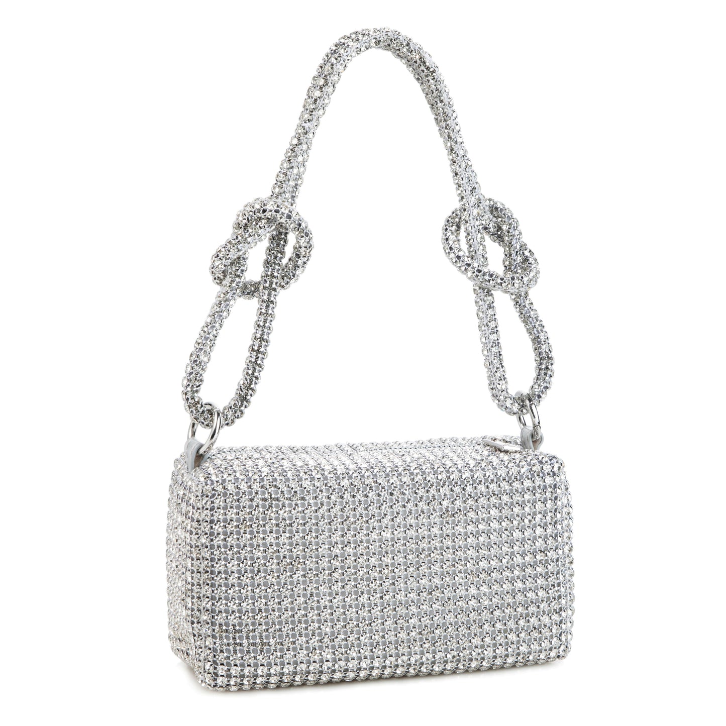 Rhinestone Box Knot White Bag