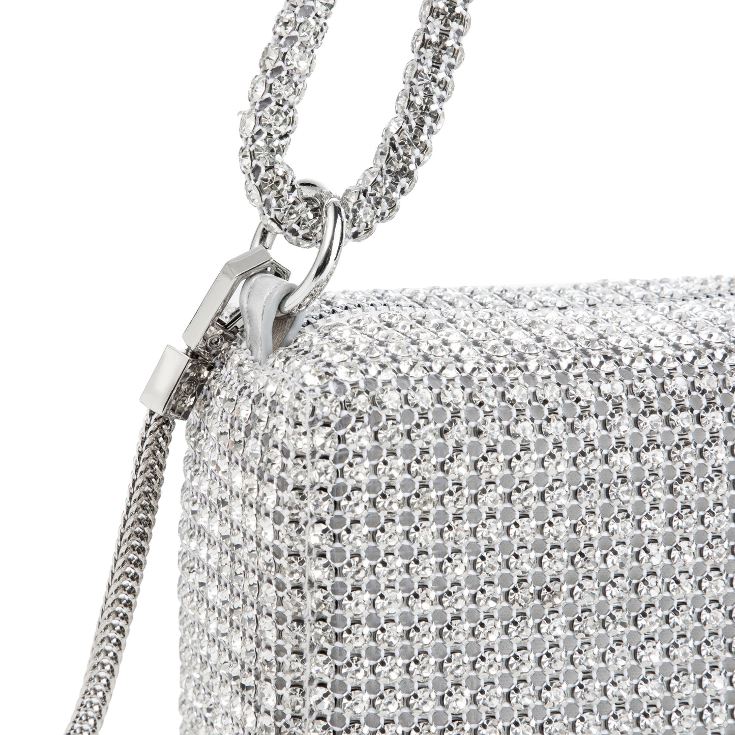 Rhinestone Box Knot White Bag