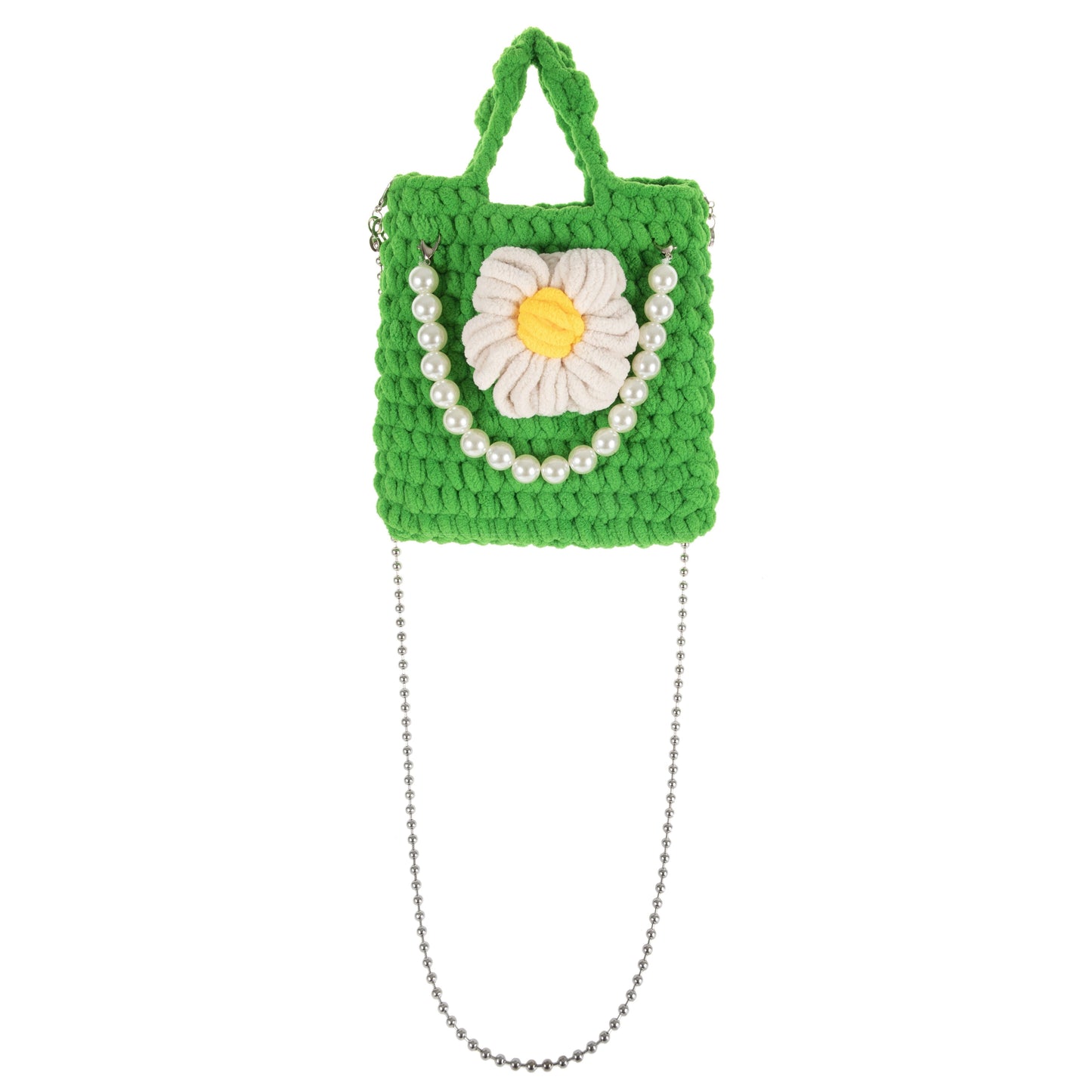 Pearl Handle Crochet Tote