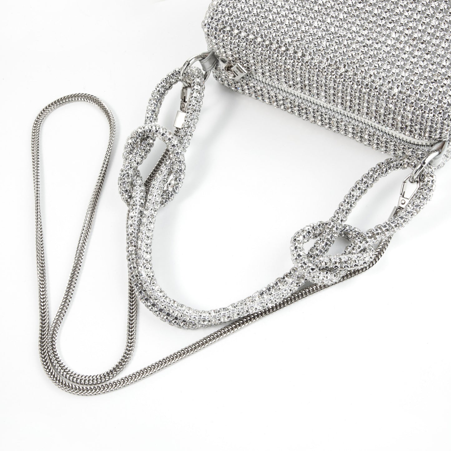 Rhinestone Box Knot White Bag