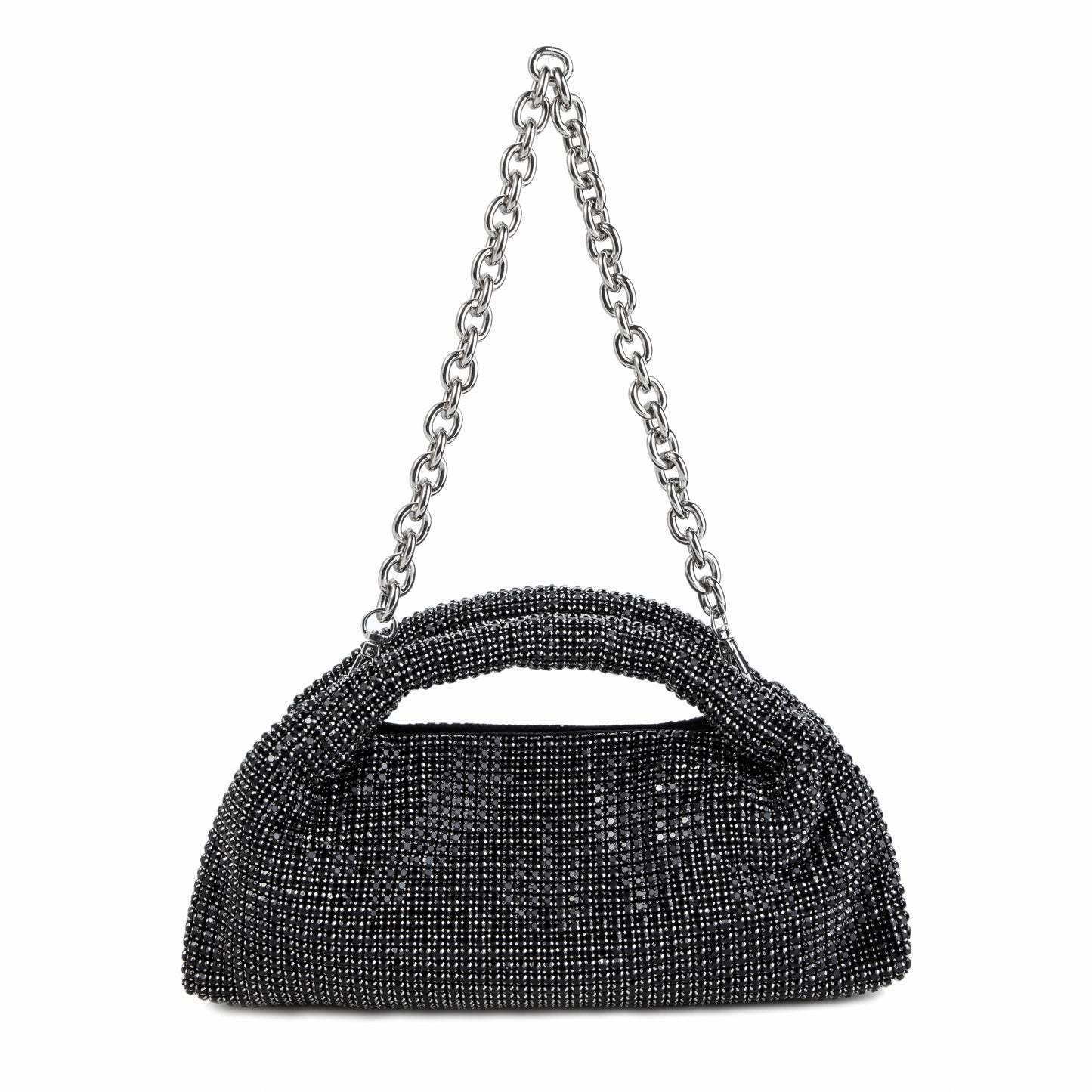 Rhinestone Black Top Handle Purse