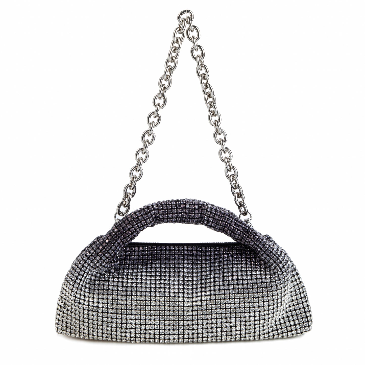 Rhinestone Grey Top Handle Purse