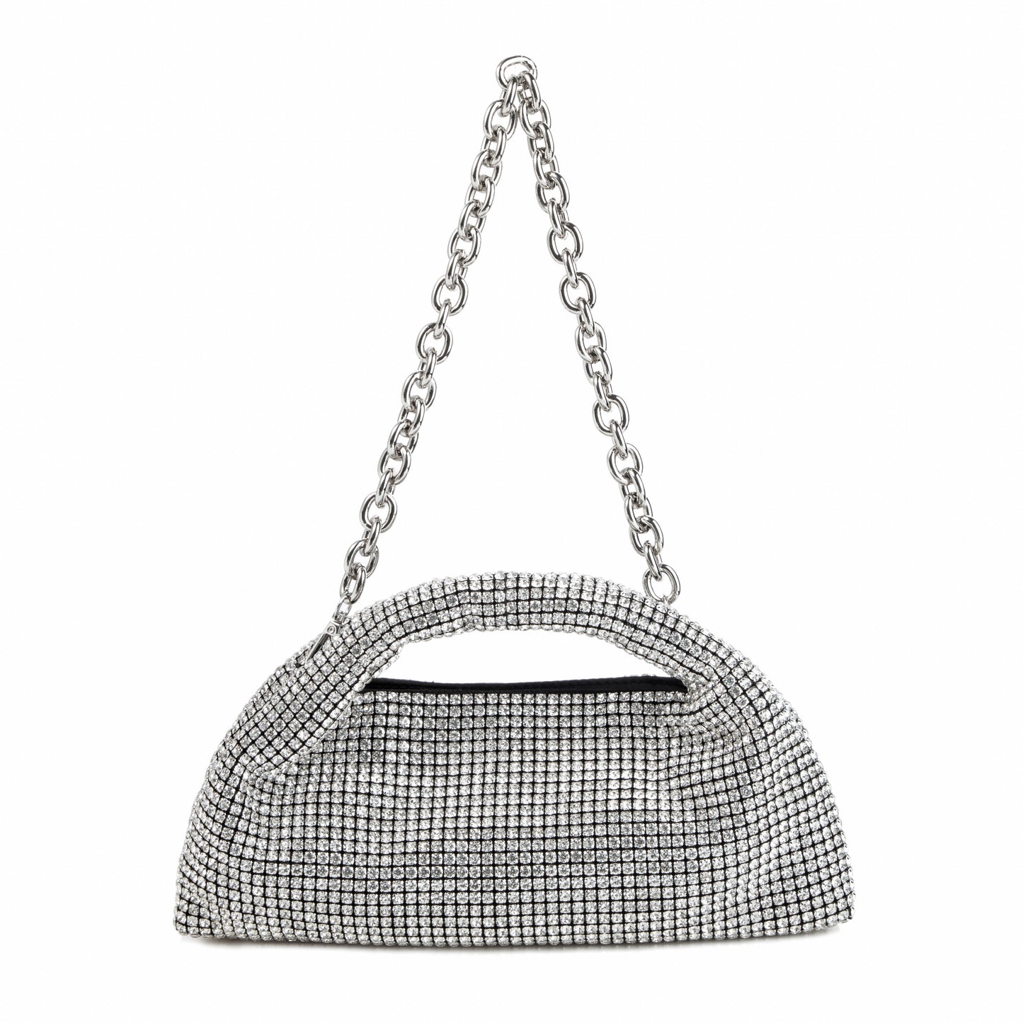 Rhinestone Silver Top Handle Purse