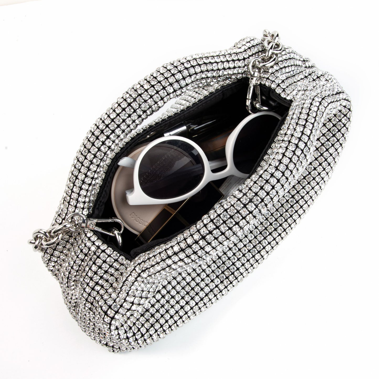 Rhinestone Silver Top Handle Purse