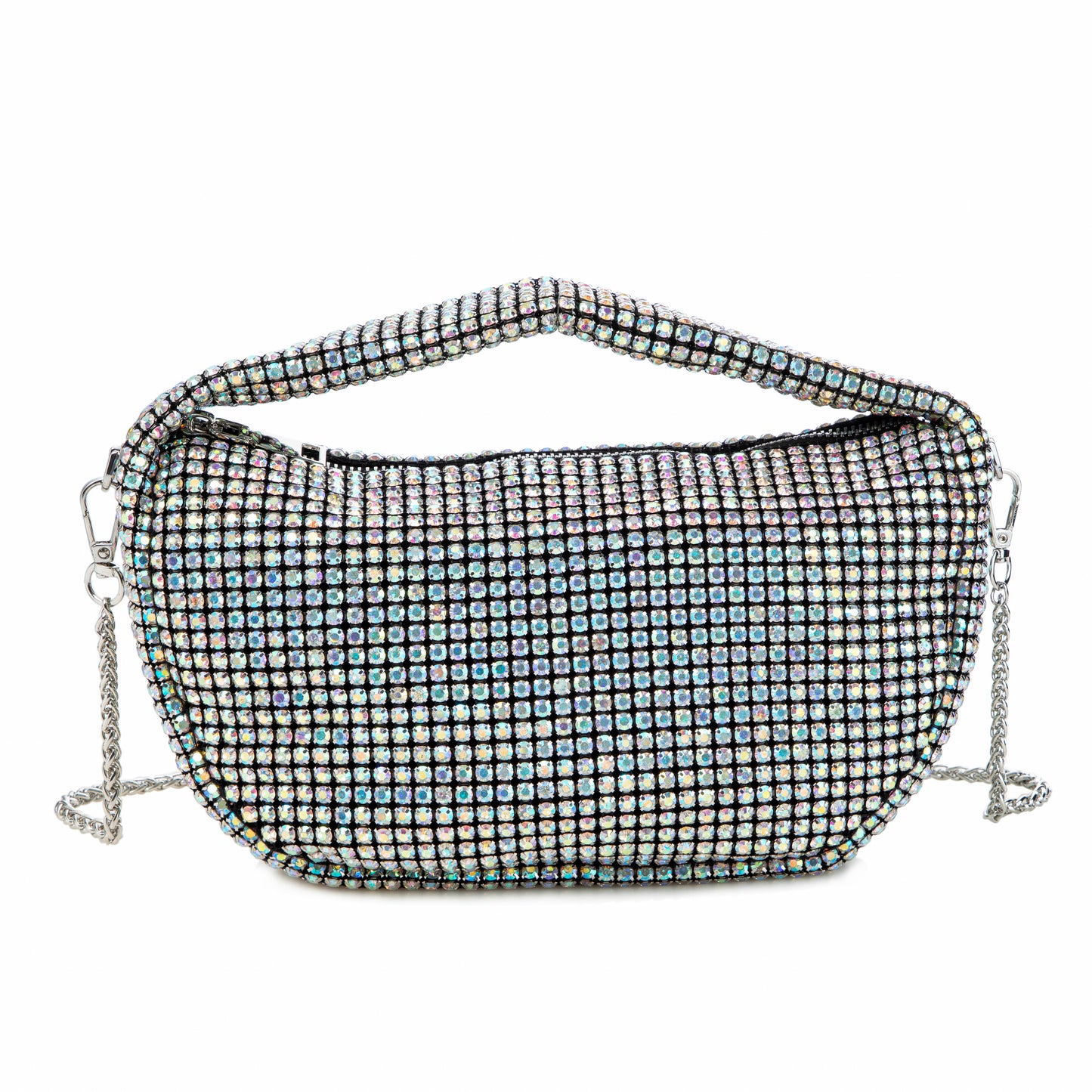 Rhinestone Silver Underarm Bag