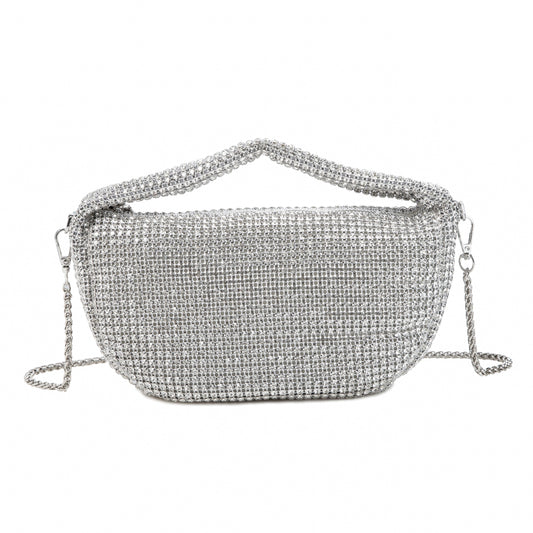 Rhinestone White Underarm Bag