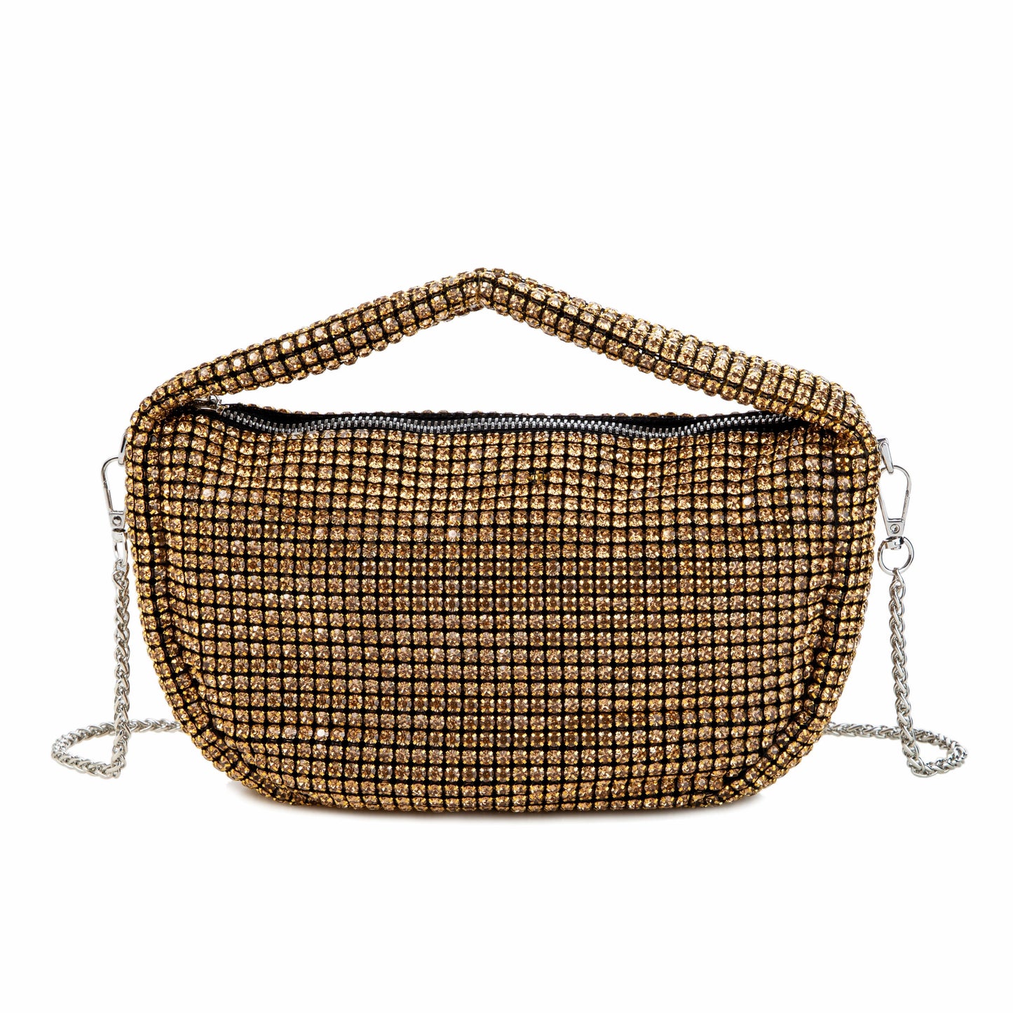 Rhinestone Brown Underarm Bag